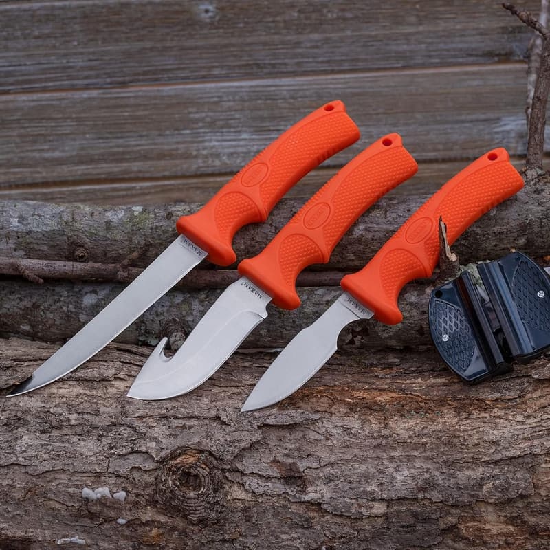 Stainless Steel Fixed Blade Knife Set with Storage Case