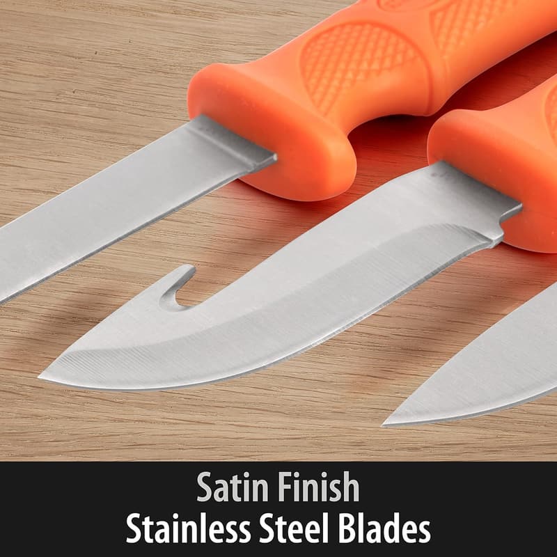 Stainless Steel Fixed Blade Knife Set with Storage Case