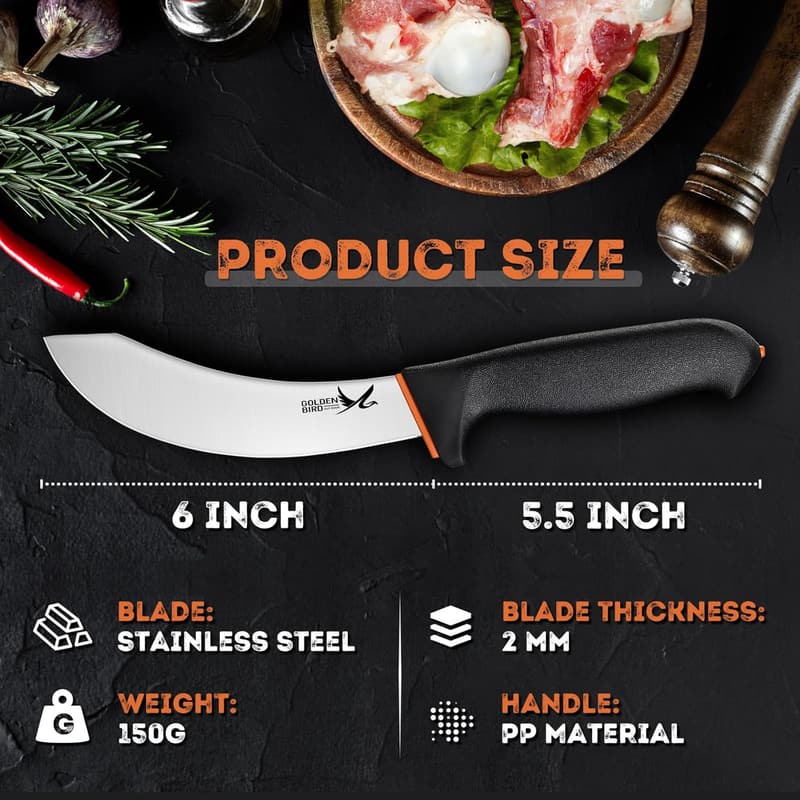 6-Inch Stainless Steel Skinning Knife for Meat Cutting