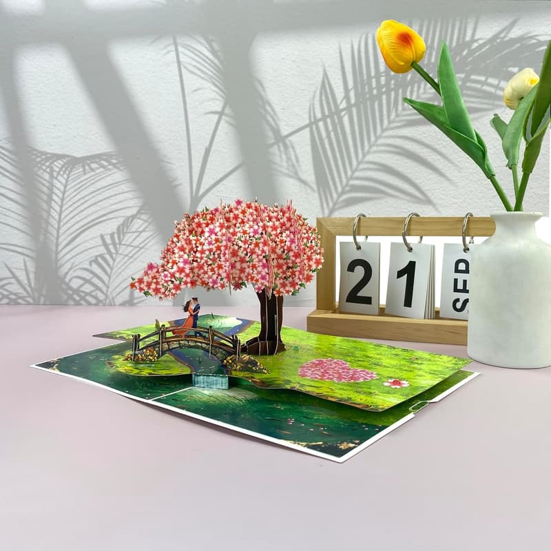 3D Cherry Blossom Anniversary Card for Couples, 6
