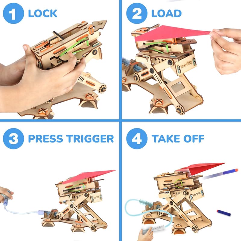 STEM Airplane & Dart Launcher Toy for Kids 6-14 Years