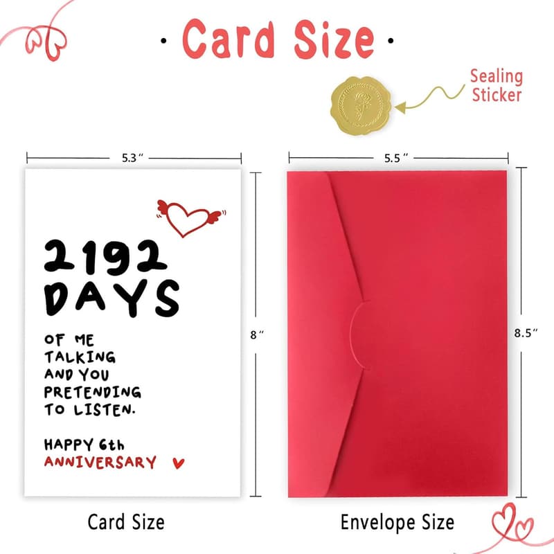 6th Anniversary Card for Couples - Funny & Unique Design
