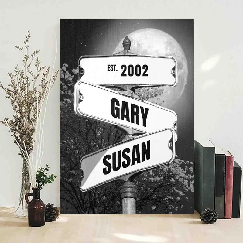 Personalized Vintage Street Sign Canvas - Wedding Gift for Couples