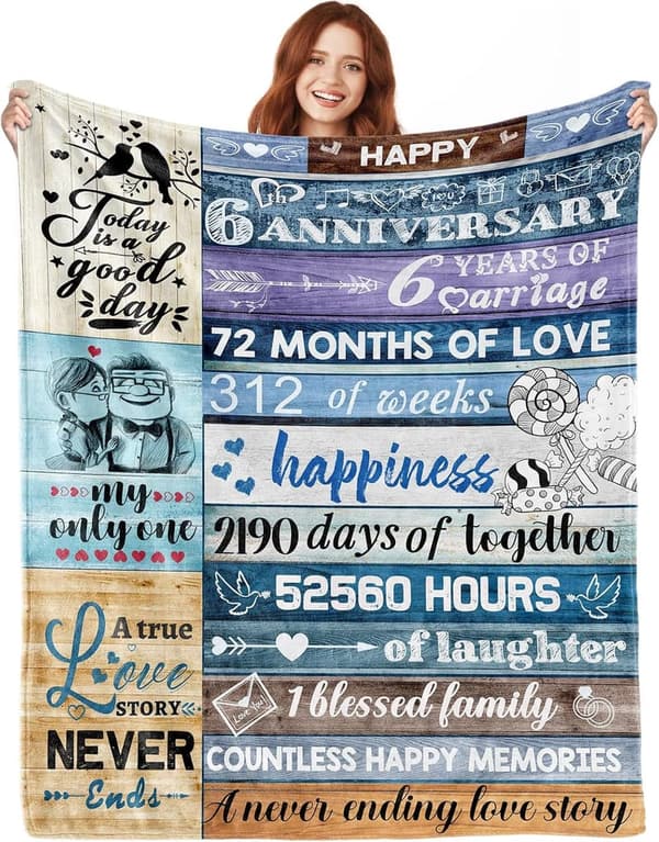 6th Anniversary Iron Blanket Gift for Couples