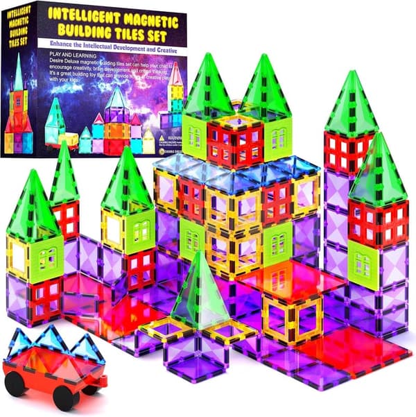 STEM Magnetic Building Tiles Set for Kids 3+ - 57 PCs