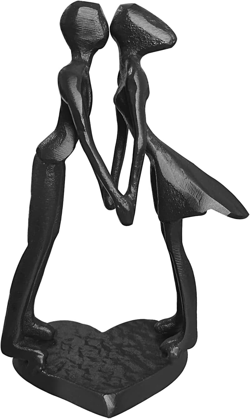 Abstract Iron Love Sculpture - Modern Home Decor for Couples