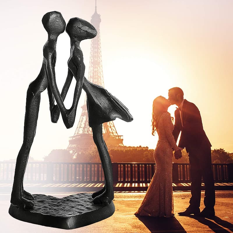 Abstract Iron Love Sculpture - Modern Home Decor for Couples
