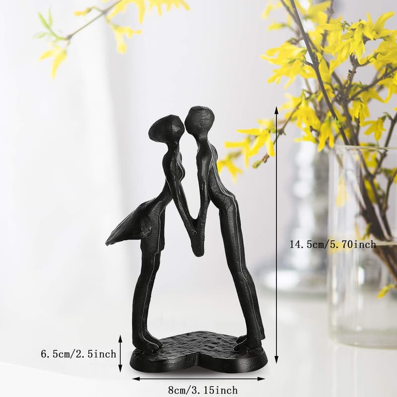 Abstract Iron Love Sculpture - Modern Home Decor for Couples