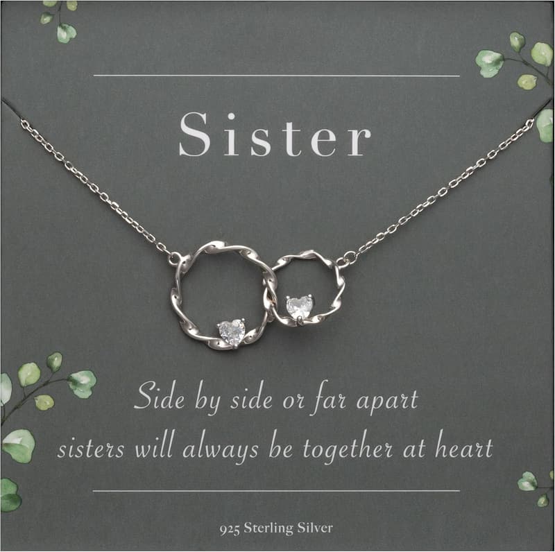 Sister Birthday Gift - Sterling Silver Interlocking Necklace