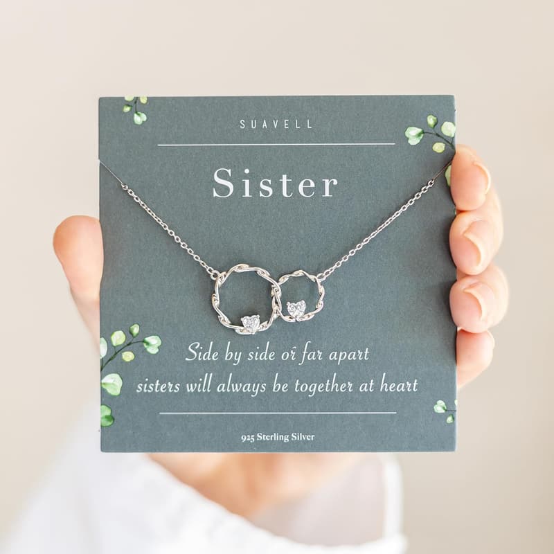 Sister Birthday Gift - Sterling Silver Interlocking Necklace