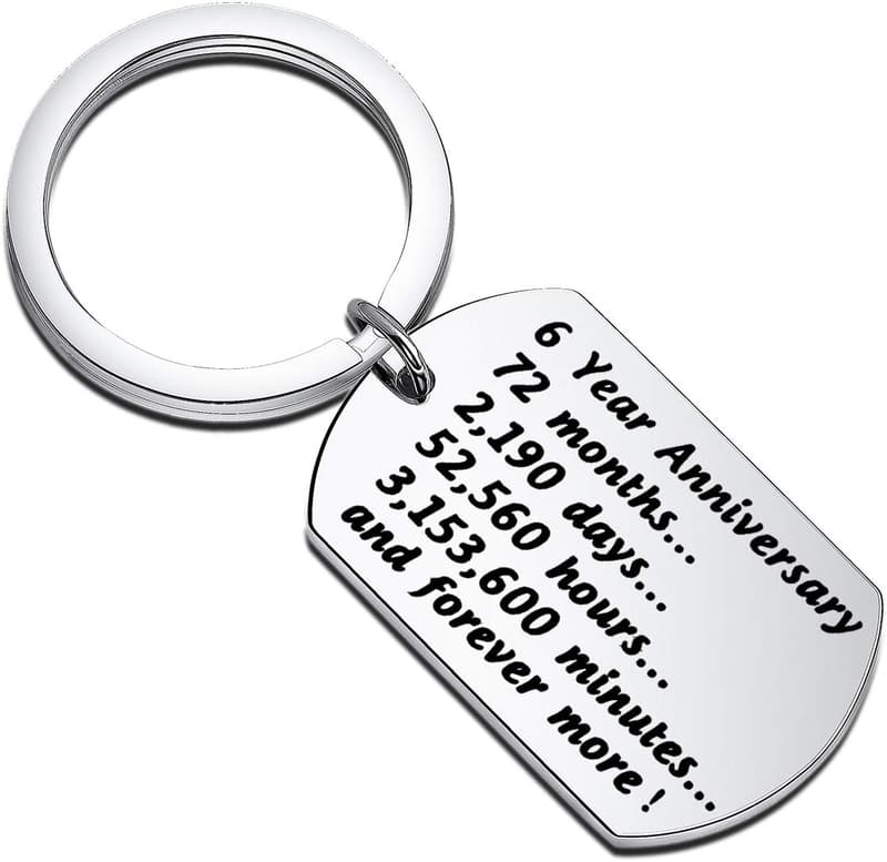 2nd, 6th, 7th Anniversary Keychain Keepsake Gift