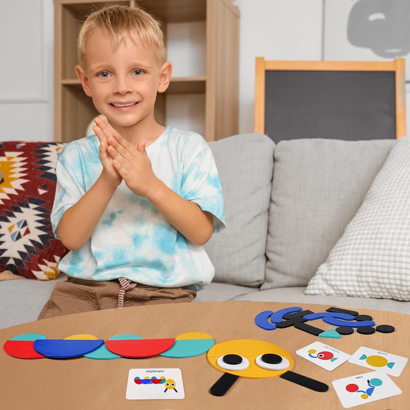 Montessori Wooden Shape Puzzles for Toddlers 3+ Years