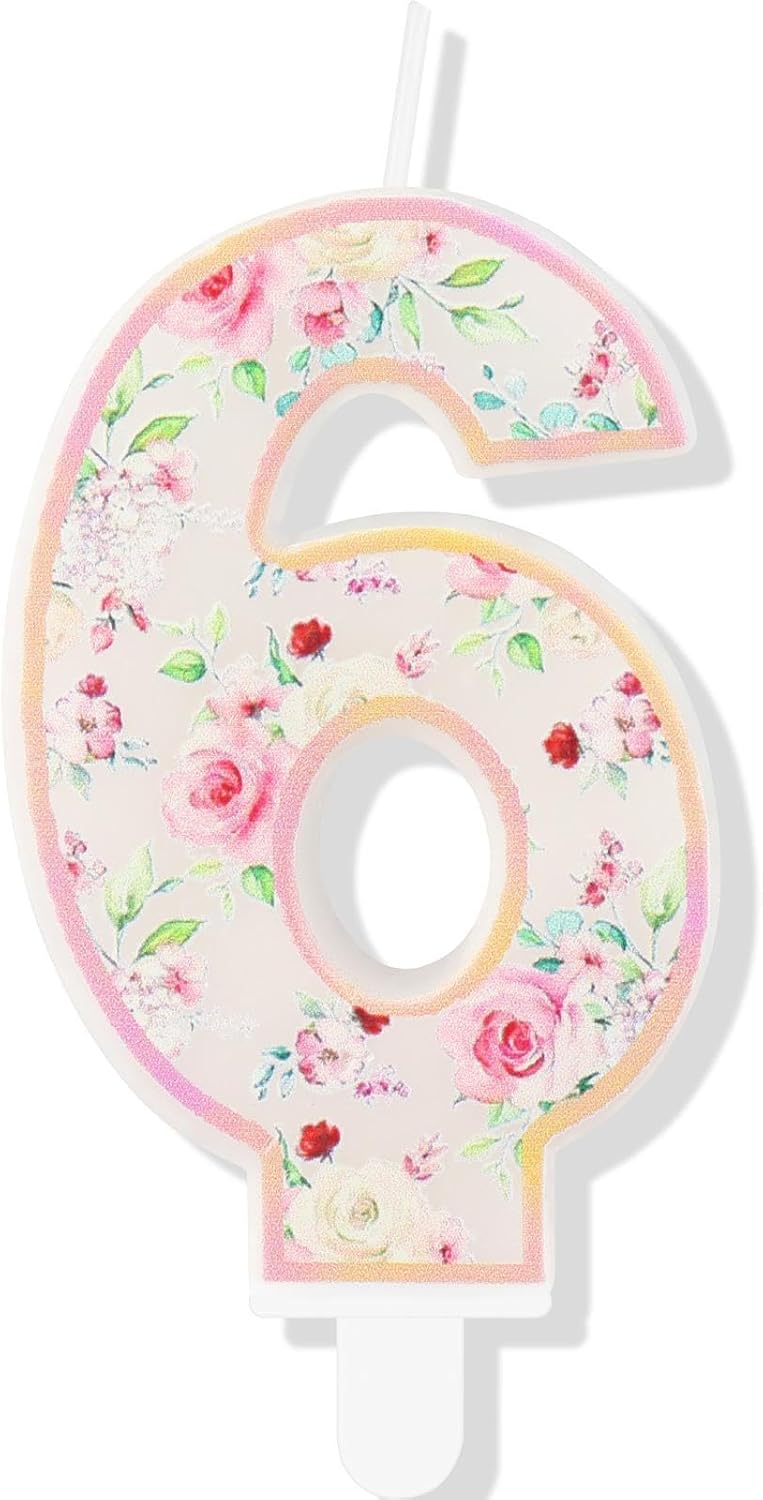 6th Birthday Candle, Pink Party Decoration