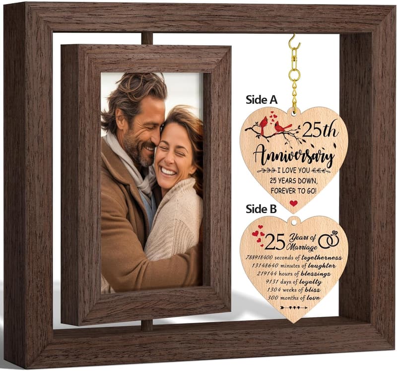 25th Anniversary Picture Frame for Couples - Holds 4x6 Photo