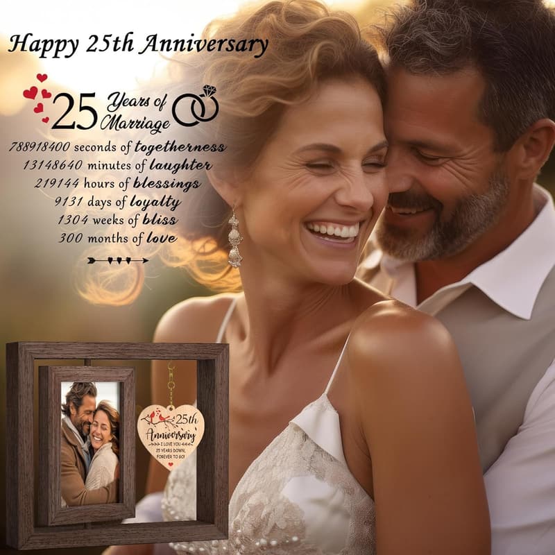 25th Anniversary Picture Frame for Couples - Holds 4x6 Photo