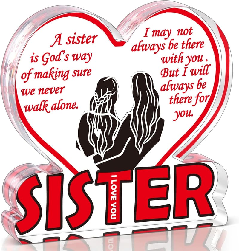 Unbiological Sister Heart Acrylic Plaque for Mother's Day