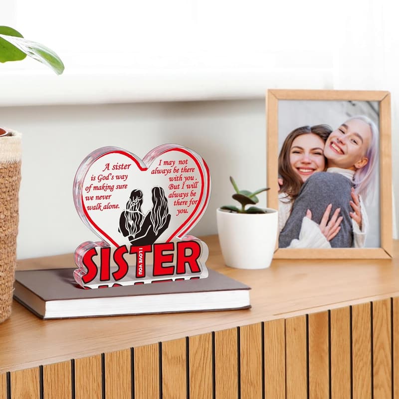 Unbiological Sister Heart Acrylic Plaque for Mother's Day
