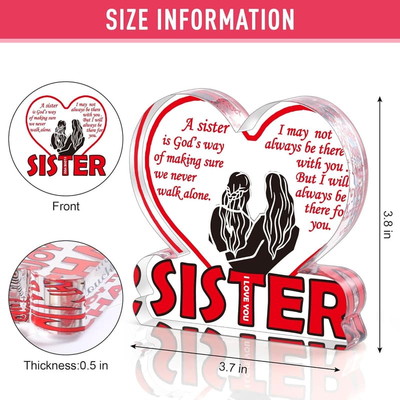 Unbiological Sister Heart Acrylic Plaque for Mother's Day