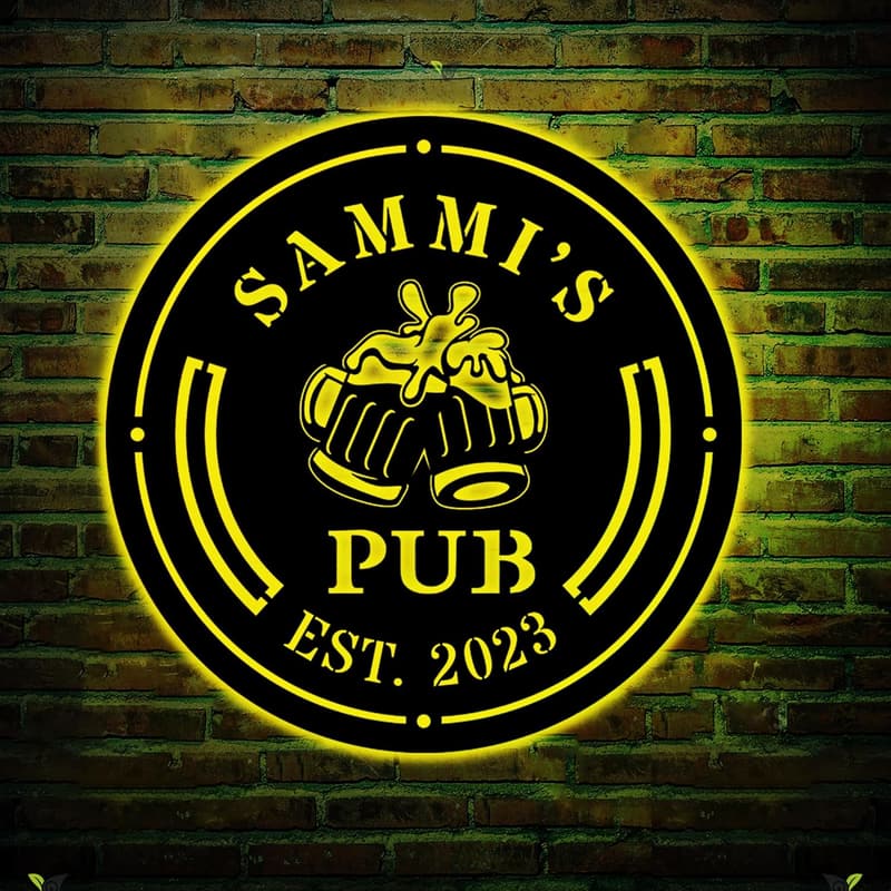 Custom LED Light Beer Bar Metal Sign - Personalized Wall Art