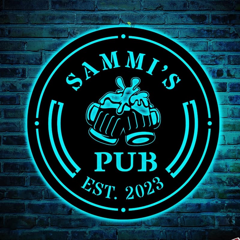 Custom LED Light Beer Bar Metal Sign - Personalized Wall Art