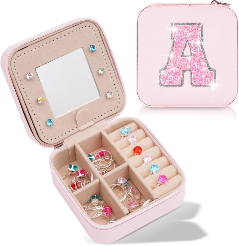 Birthday Gifts for Girls - Pink Travel Jewelry Case