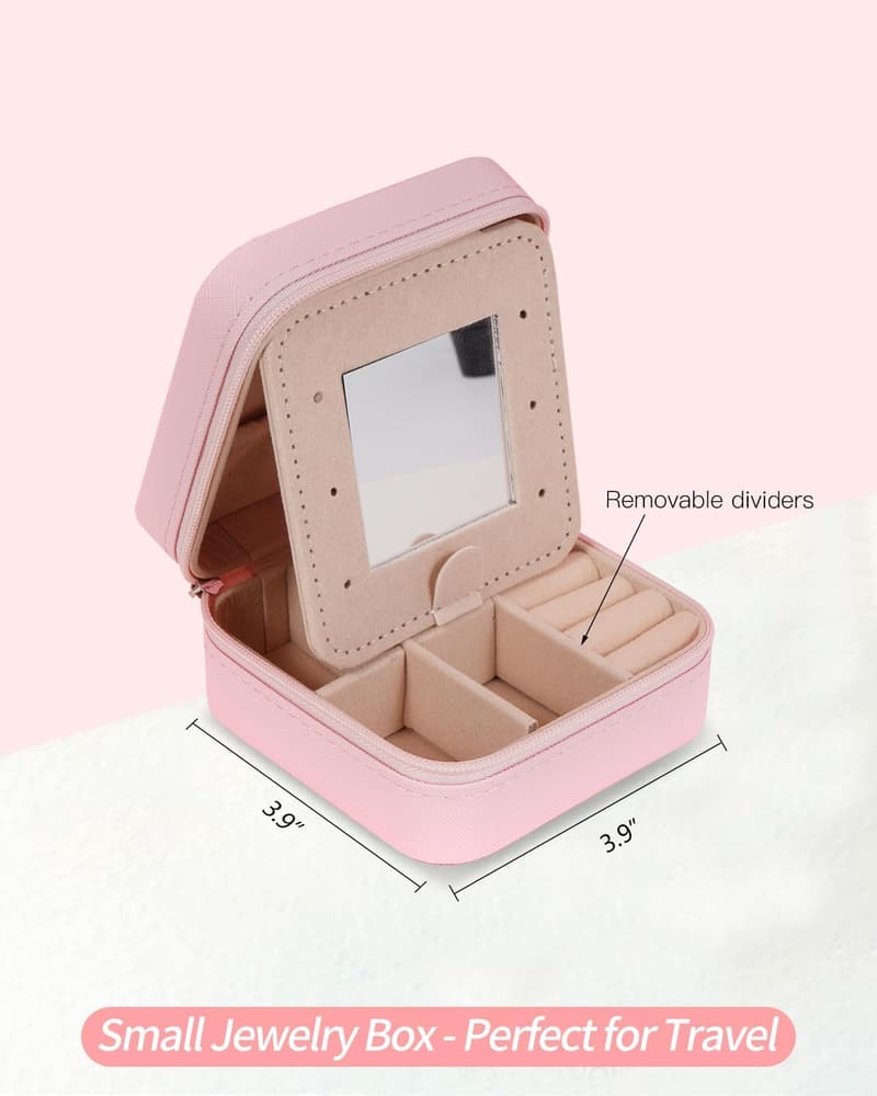 Birthday Gifts for Girls - Pink Travel Jewelry Case