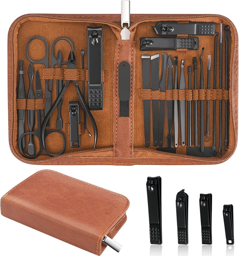 Professional 26-Piece Stainless Steel Manicure Set with Travel Case