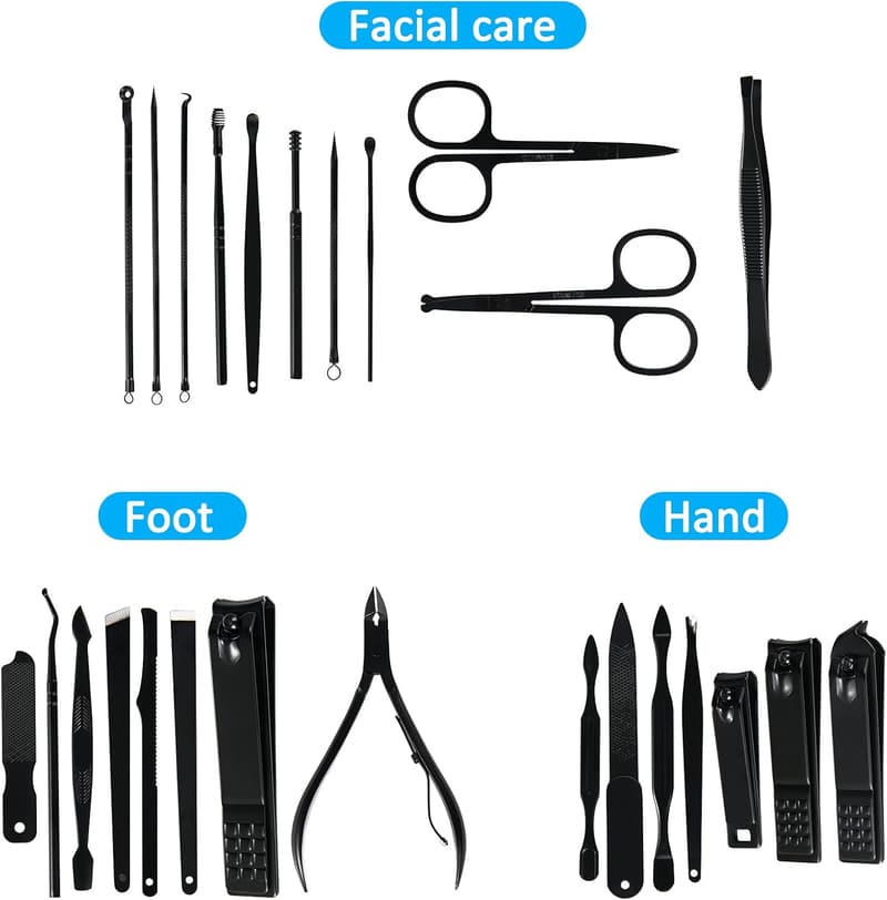 Professional 26-Piece Stainless Steel Manicure Set with Travel Case
