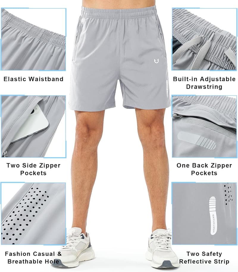 Men's Lightweight Quick-Dry Athletic Running Shorts 7