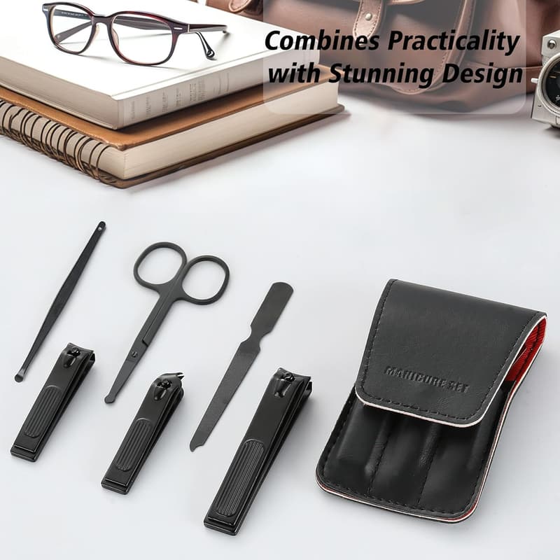 Men's Grooming Kit - Black Nail Clipper Set for Dad & Boyfriend