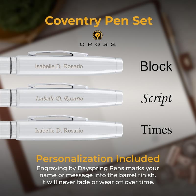 Personalized Engraved Cross Pen and Pencil Set in Chrome
