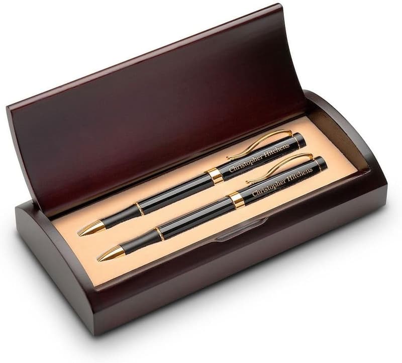 Personalized Ballpoint Pen & Pencil Set in Rosewood Box