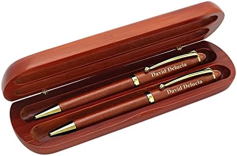 Personalized Cherrywood Double Ballpoint Pen Set
