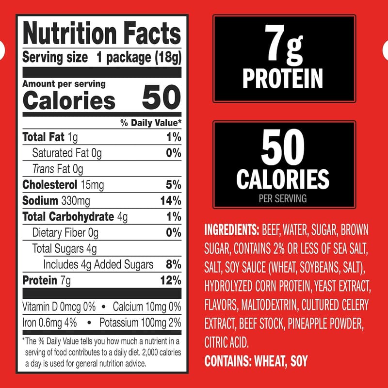 Beef Jerky Multipack - 100% Beef Protein Snacks, 7g Each