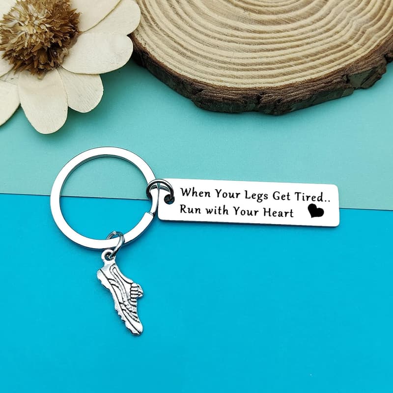 Marathon Runner Keychain - Inspirational Fitness Gift for Runners