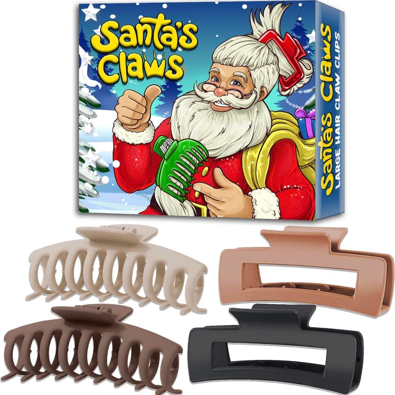 Christmas Hair Claw Clips - Set of 4 for Women & Teens