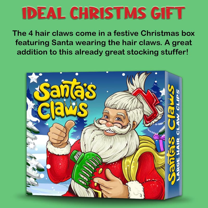 Christmas Hair Claw Clips - Set of 4 for Women & Teens