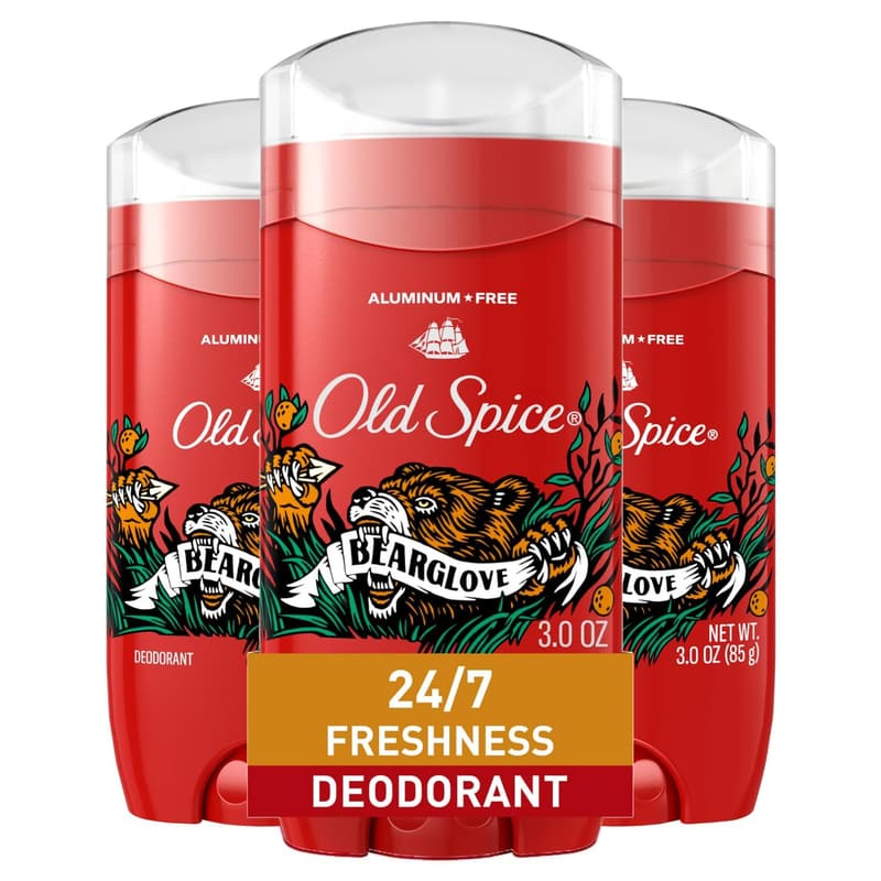 Old Spice Bearglove Men's Deodorant, Aluminum-Free, 3-Pack