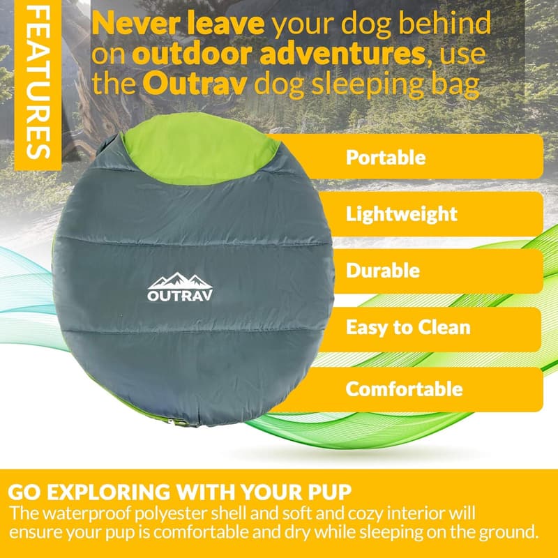 Portable Waterproof Dog Sleeping Bag, Extra Durable, Green
