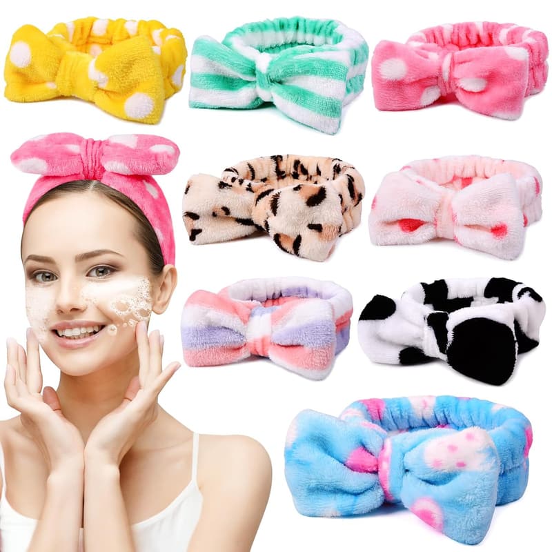 Spa Headbands for Women - Soft Coral Fleece, 8-Pack