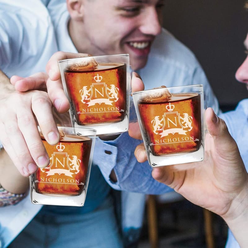 Customized Engraved Square Rocks Glasses for Wedding Party