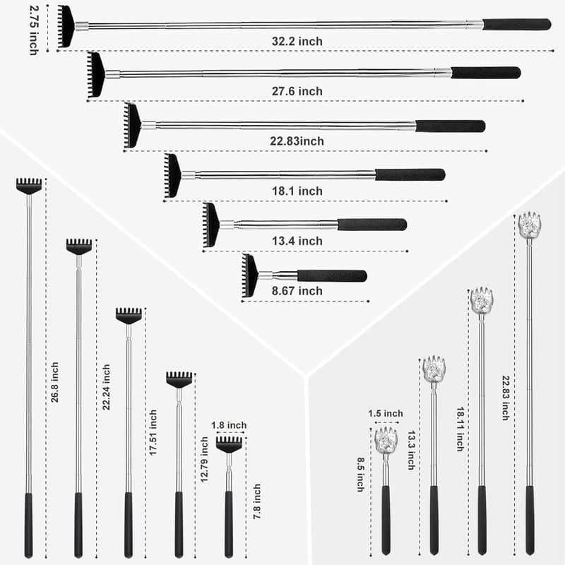 Portable Stainless Steel Back Scratcher Gift Set - 3 Pack