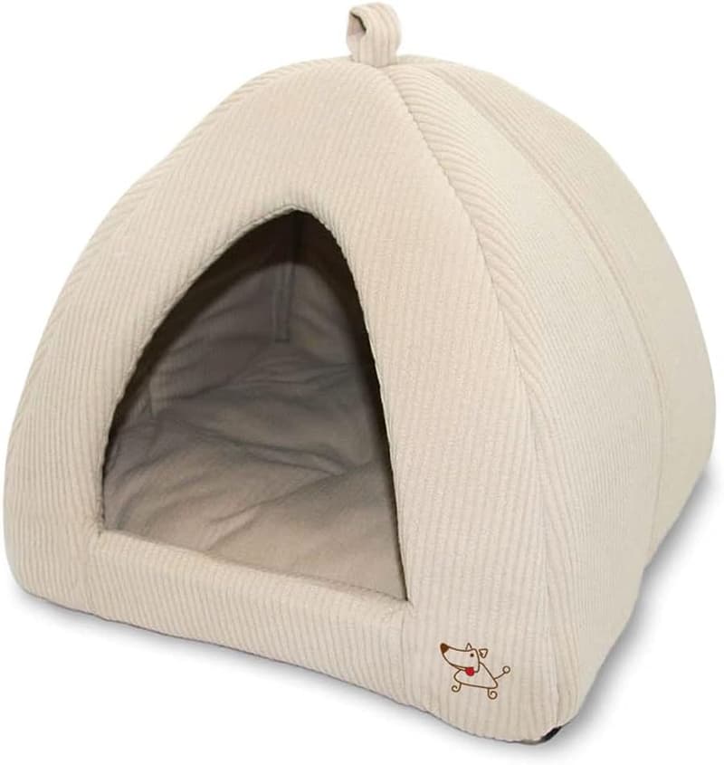 Beige Corduroy Pet Tent for Dogs and Cats - 16