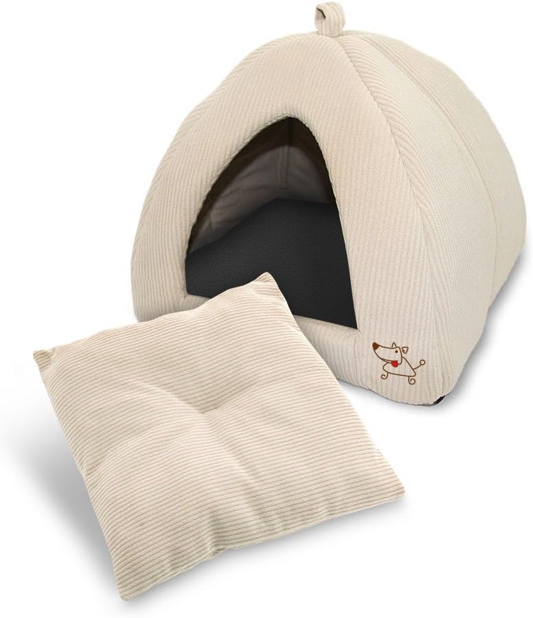 Beige Corduroy Pet Tent for Dogs and Cats - 16