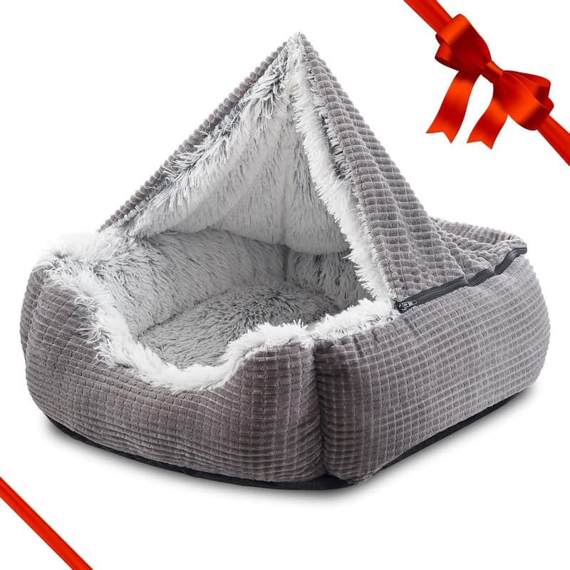 Luxury Orthopedic Hooded Dog & Cat Bed, Machine Washable, 25