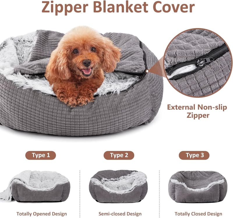 Luxury Orthopedic Hooded Dog & Cat Bed, Machine Washable, 25