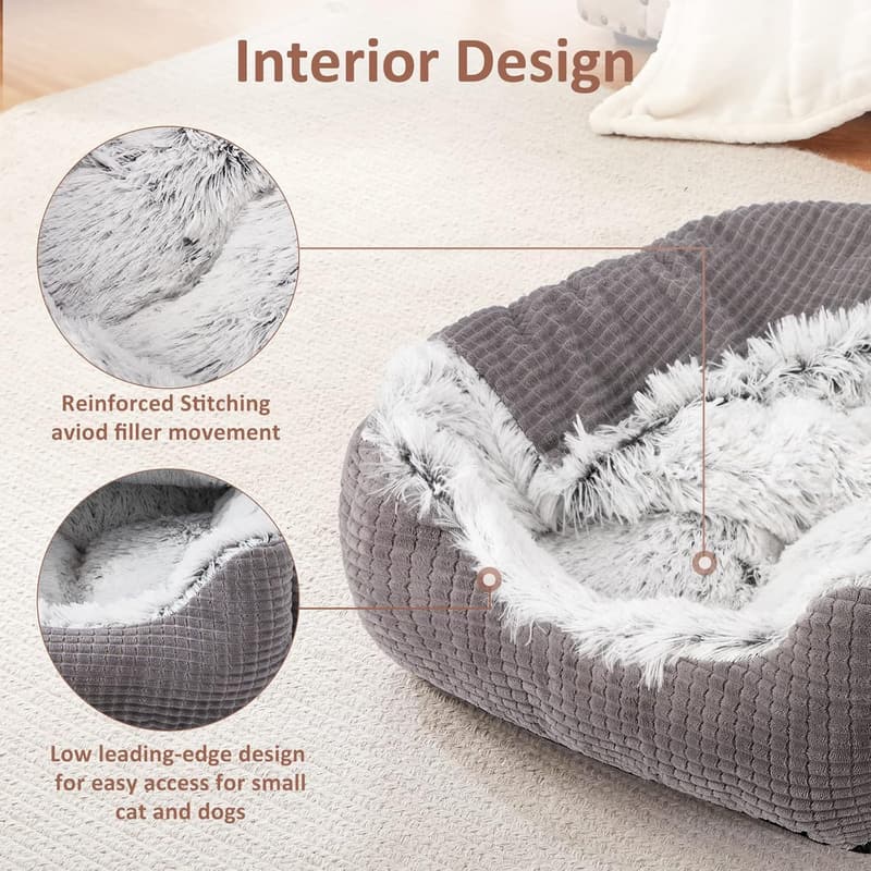 Luxury Orthopedic Hooded Dog & Cat Bed, Machine Washable, 25