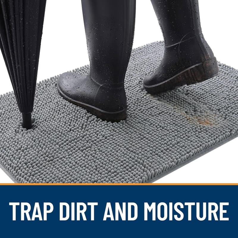 Absorbent Non-Slip Dog Door Mat, 30x20, Quick Dry Chenille