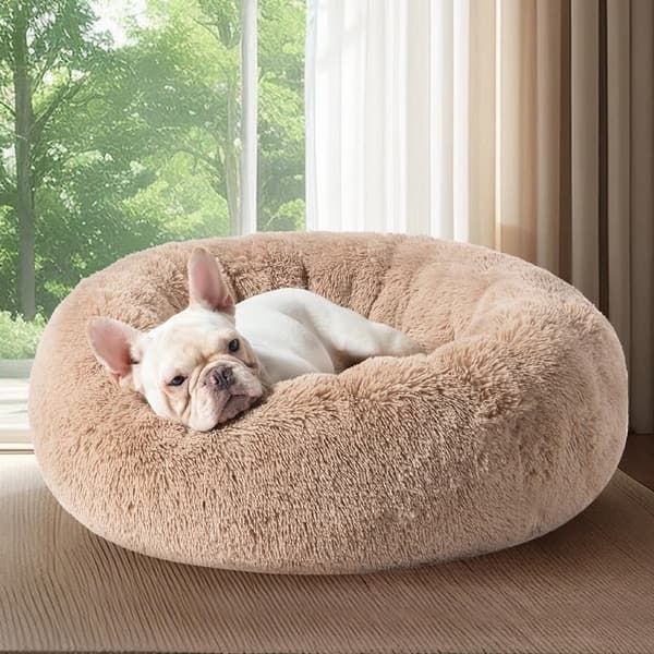 Medium Donut Plush Dog Bed - Washable, Anti-Slip, Fits Dogs up to 45 lbs