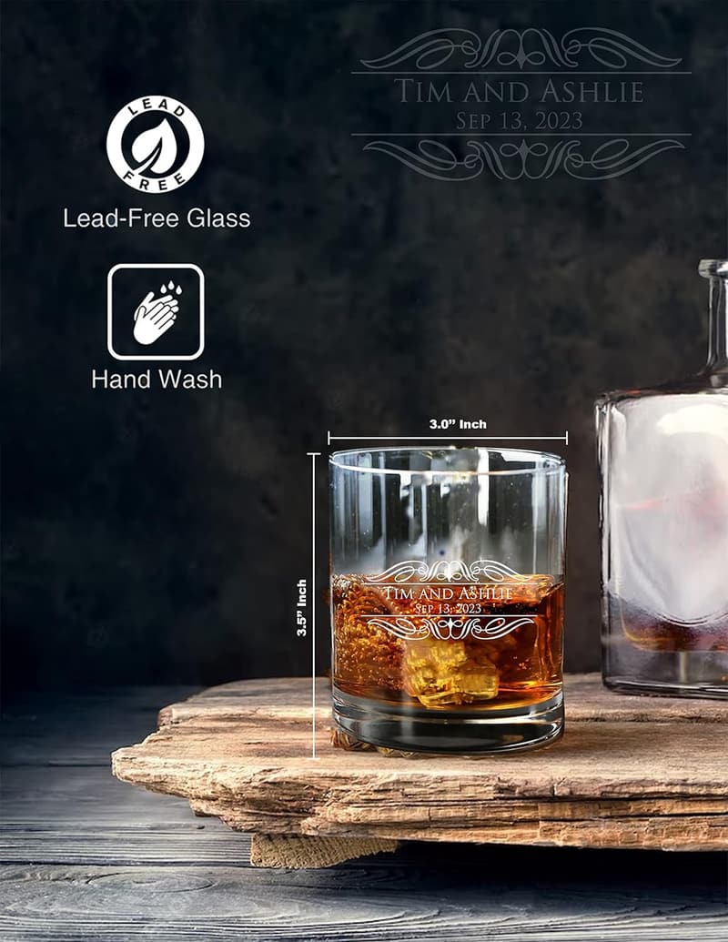 Personalized Engraved Rocks Glass for Him and Her